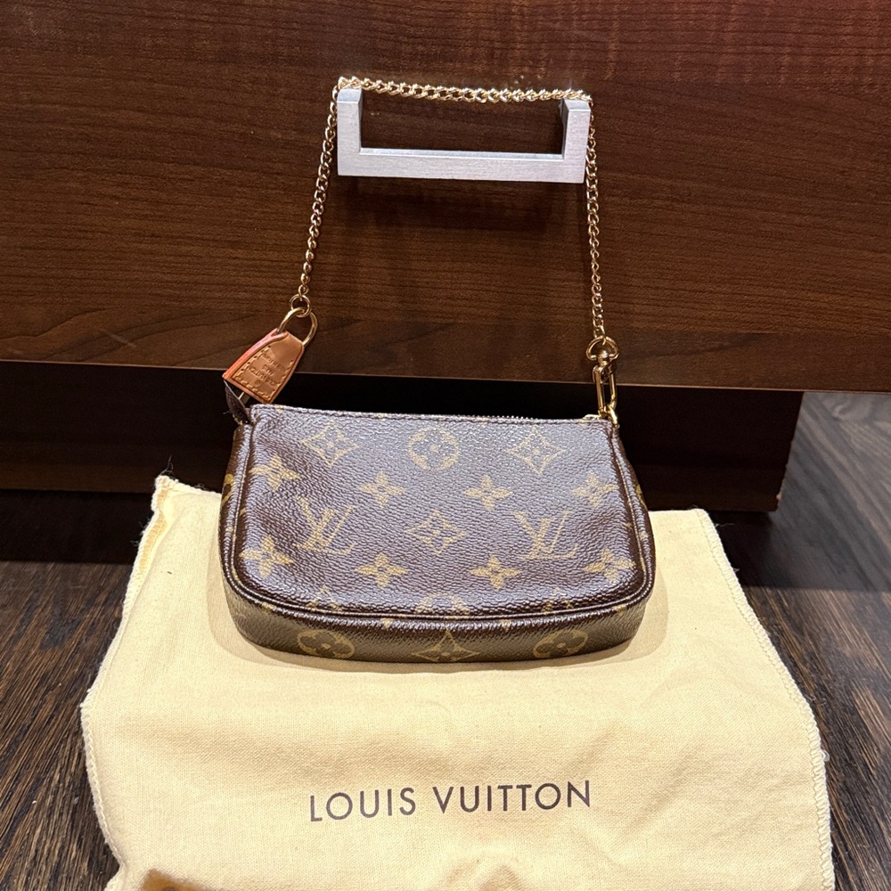 Louis Vuitton Brown and Gold Monogram Pouch